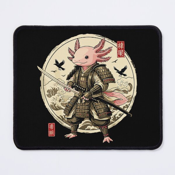 Item preview, Vintage Samurai Axolotl Warrior Illustration with Japanese Inspired Style designed and sold by titanlevi.