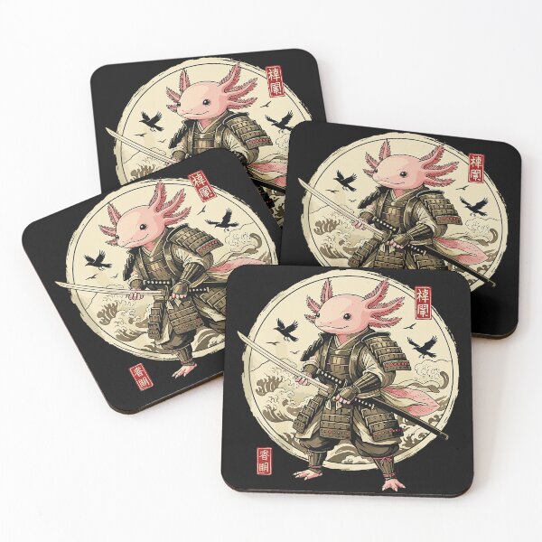 Item preview, Vintage Samurai Axolotl Warrior Illustration with Japanese Inspired Style designed and sold by titanlevi.