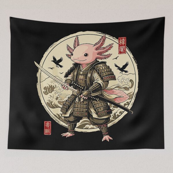 Item preview, Vintage Samurai Axolotl Warrior Illustration with Japanese Inspired Style designed and sold by titanlevi.