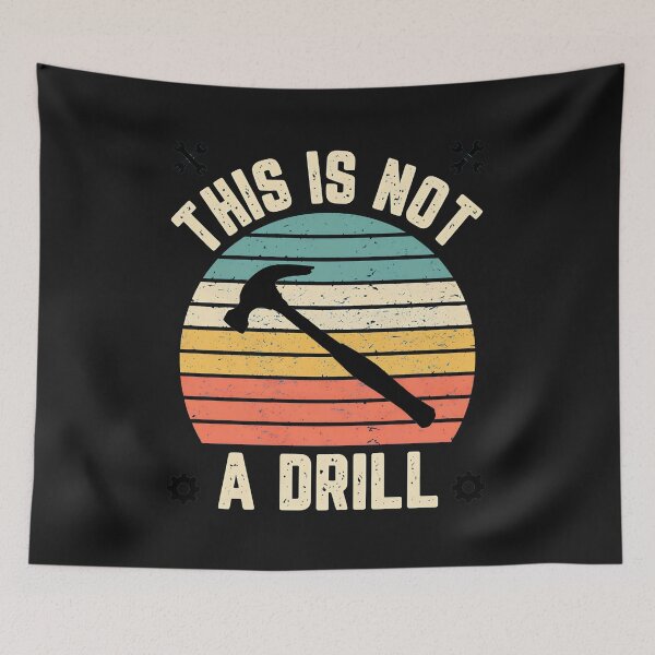 Item preview, This Is Not A Drill Retro Hammer Sunset Tool designed and sold by DoodleVerseDark.