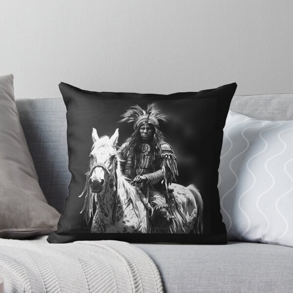 Item preview, Black and White Indigenous Inspired Rider on White Horse Art designed and sold by inkoutninja.