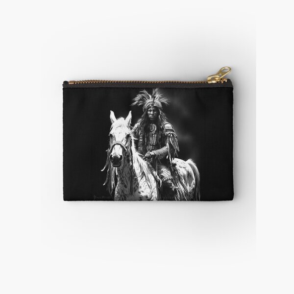 Item preview, Black and White Indigenous Inspired Rider on White Horse Art designed and sold by inkoutninja.