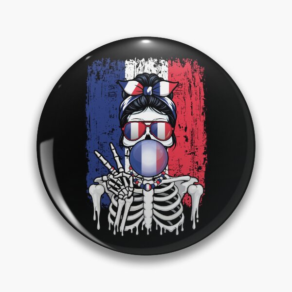 Item preview, France Flag Skeleton Messy Bun Bubblegum designed and sold by Colorful Designs.