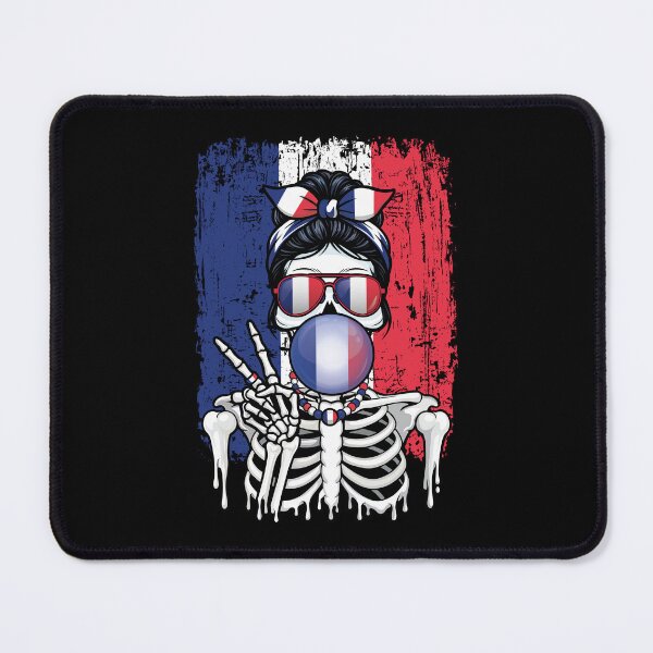 Item preview, France Flag Skeleton Messy Bun Bubblegum designed and sold by Colorful Designs.