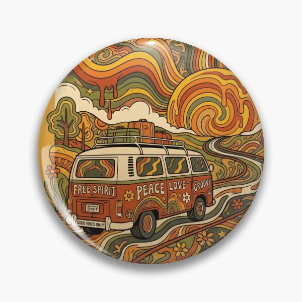 Item preview, Groovy 70s Camper Van Retro Rainbow Sunset Adventure designed and sold by RetroRewind Studio.