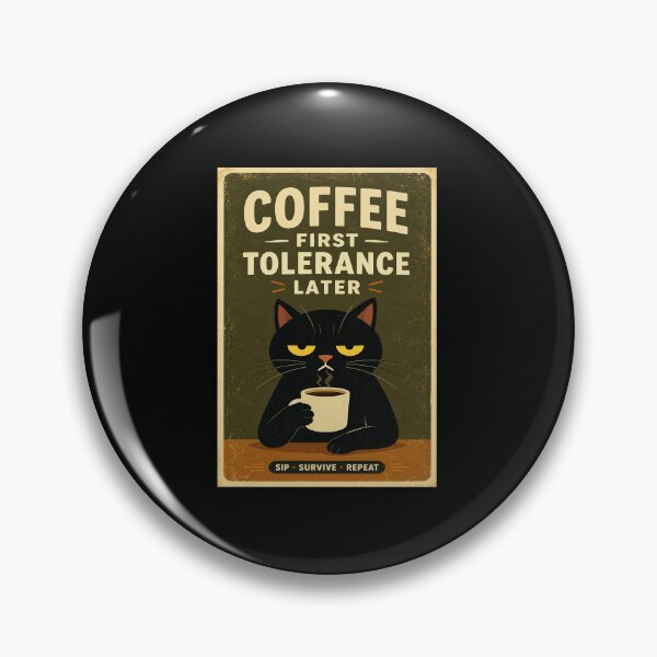 Item preview, Grumpy Black Cat Coffee Humor Vintage Morning Mood designed and sold by eliramaison.