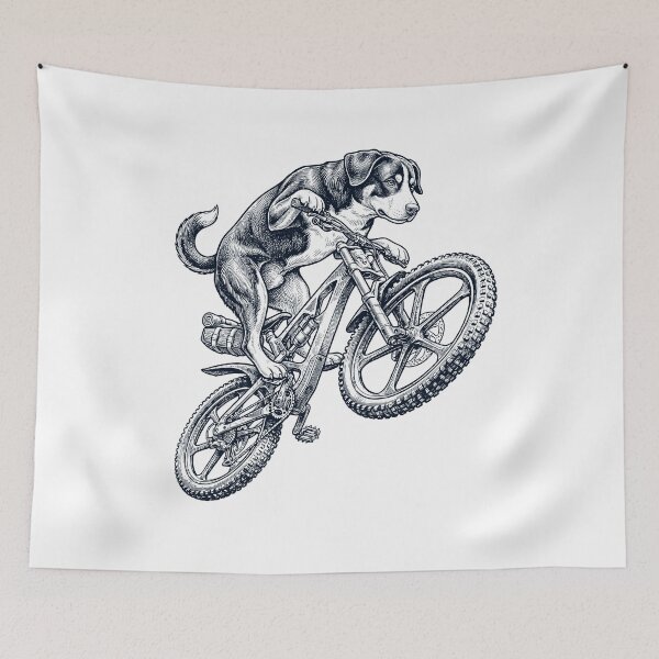 Item preview, Vintage Entlebucher Mountain Dog Riding Bicycle Cycling Bike Dog Lover designed and sold by TerryConnells.
