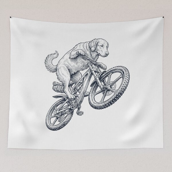 Item preview, Vintage Flat Coated Retriever Riding Bicycle Cycling Bike Dog Lover designed and sold by TerryConnells.