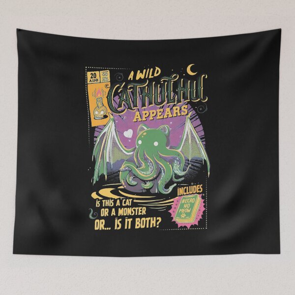 Item preview, Wild Monster Cat Appears Retro Game Style designed and sold by folk-4-arts.