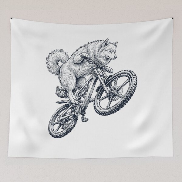 Item preview, Vintage German Spitz Riding Bicycle Cycling Bike Dog Lover designed and sold by TerryConnells.