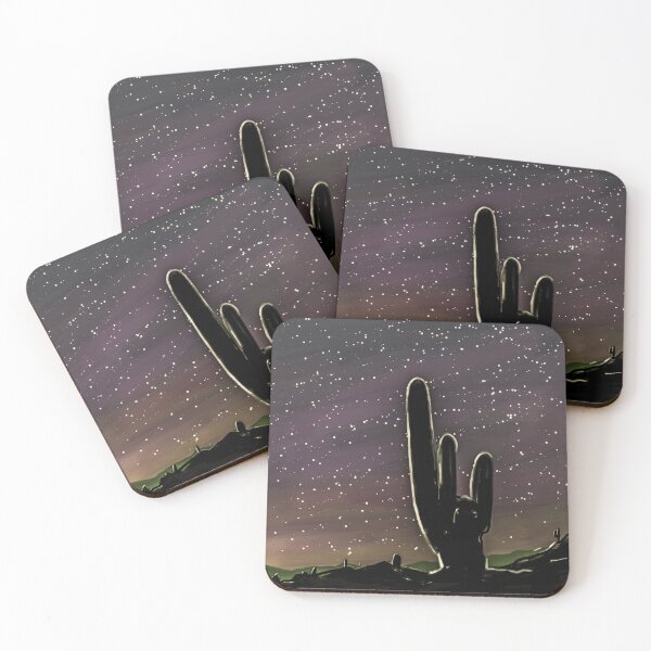 Item preview, Starry Cactus Couple – Abstract Painting Love Under the Milky Way – Desert Night Art designed and sold by Keltoi-art.