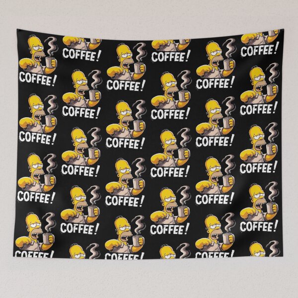 Item preview, Homer Simpson Sleepy Coffee Lover Retro Cartoon designed and sold by MindrootEchoart.