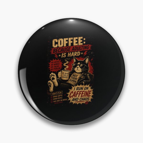 Item preview, Funny Coffee Cat Vintage Caffeine Chaos Adulting Humor  designed and sold by Modaozushi216.