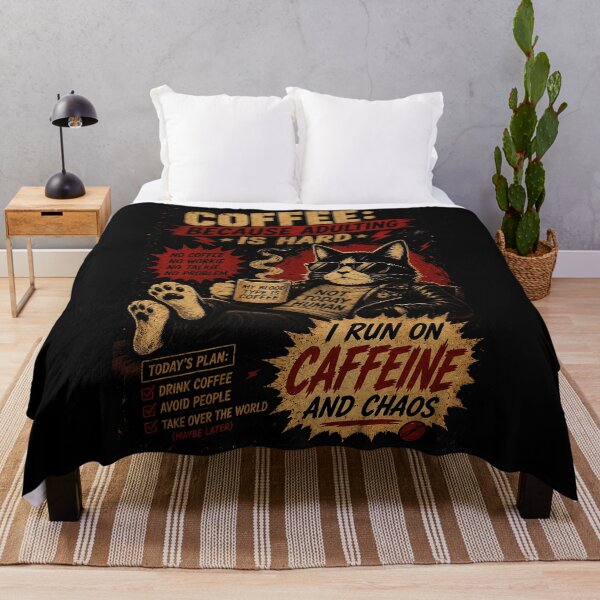 Item preview, Funny Coffee Cat Vintage Caffeine Chaos Adulting Humor  designed and sold by Modaozushi216.