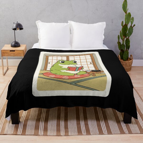 Item preview, Cozy Frog Reading Book in Traditional Japanese Room Scene designed and sold by JordynLadukeg65.