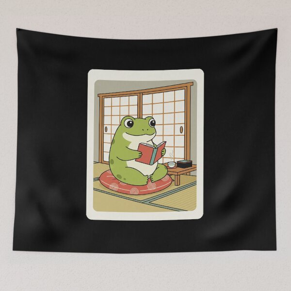 Item preview, Cozy Frog Reading Book in Traditional Japanese Room Scene designed and sold by JordynLadukeg65.