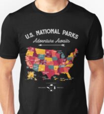 Nationalpark Karte Vintage T-Shirt - Alle 59 Nationalparks Geschenke Männer Frauen Kinder Unisex T-Shirt
