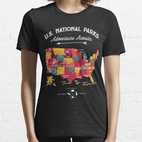 National Park Map Vintage T Shirt - All 59 National Parks Gifts Men Women Kids Essential T-Shirt