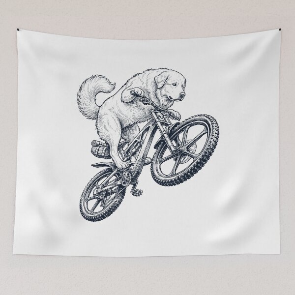 Aperçu de l'œuvre Vélo vintage de race Grand Pyrénéen, idéal pour les amoureux des chiens créée et vendue par TerryConnells.