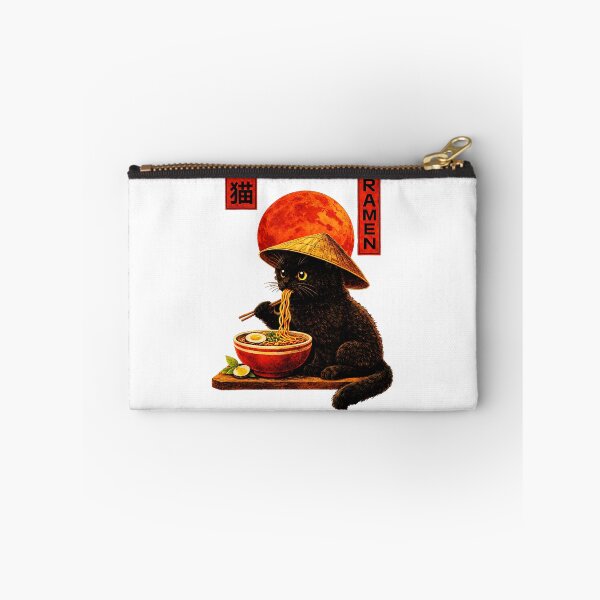Item preview, Black Cat Eating Ramen Under Red Moon Japanese Street  designed and sold by titanlevi.