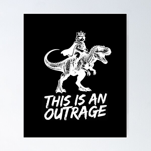 Item preview, Cat Riding Dinosaur This is an Outrage Funny designed and sold by thomas-frame.