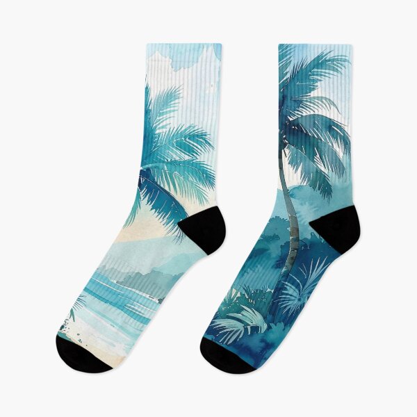 Item preview,  Palm Trees Beach Teal Blue Watercolors  designed and sold by SeaStarAlex.