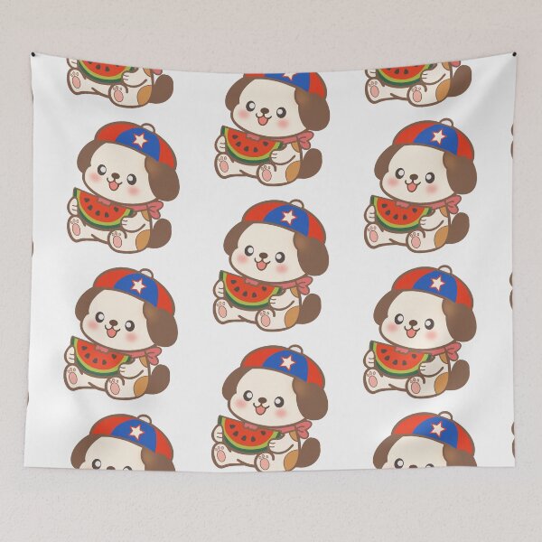 Item preview, Cute Saint Bernard Dog Eating Watermelon with Patriotic 4th of July Hat⁠ designed and sold by Teenidesign .