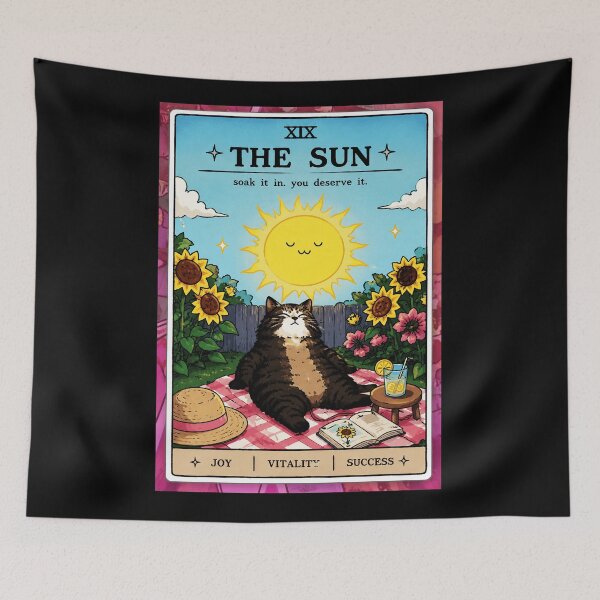 Item preview, Relaxing Sun Cat Garden Card with Cozy Summer Vibes designed and sold by ferminhays.