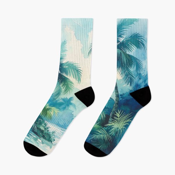 Item preview, Palm Trees River Teal Blue Watercolors  designed and sold by SeaStarAlex.