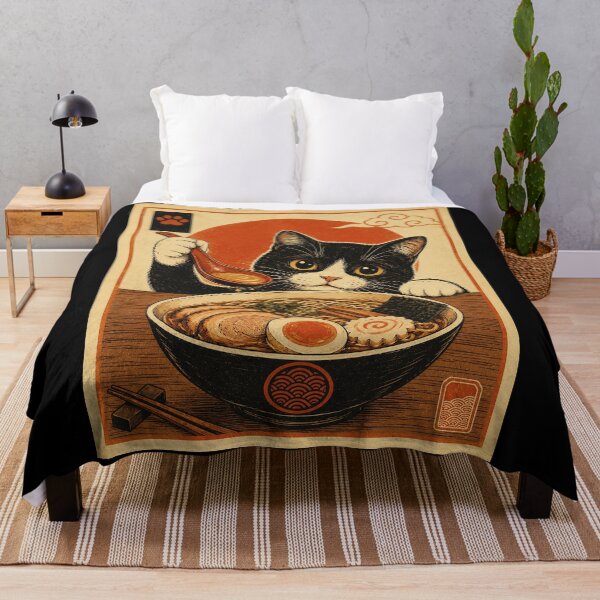 Item preview, Curious Tuxedo Cat Enjoying Ramen Vintage Japanese designed and sold by eliramaison.