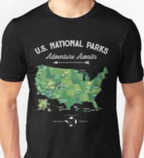Nationalpark Karte Vintage T-Shirt - Alle 59 Nationalparks Geschenke Männer Frauen Kinder Unisex T-Shirt