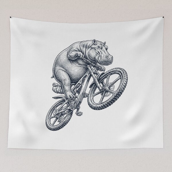 Item preview, Vintage Hippo Riding Bicycle Cycling Bike Animal Lover designed and sold by TerryConnells.