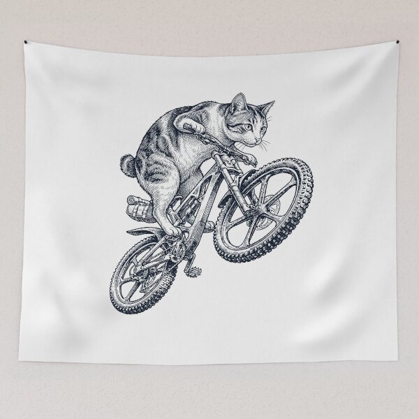 Item preview, Vintage Japanese Bobtail Cat Riding Bicycle Cycling Bike Kitten Lover designed and sold by TerryConnells.