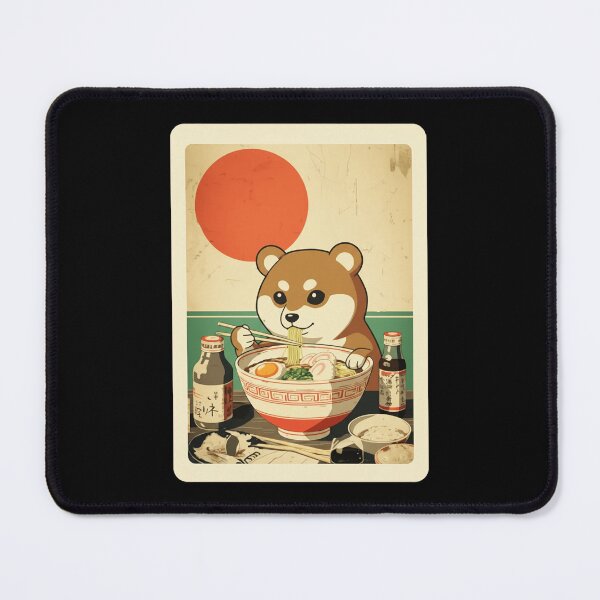 Item preview, Cute Shiba Enjoying Ramen in Retro Japanese Food Scene designed and sold by JordynLadukeg65.