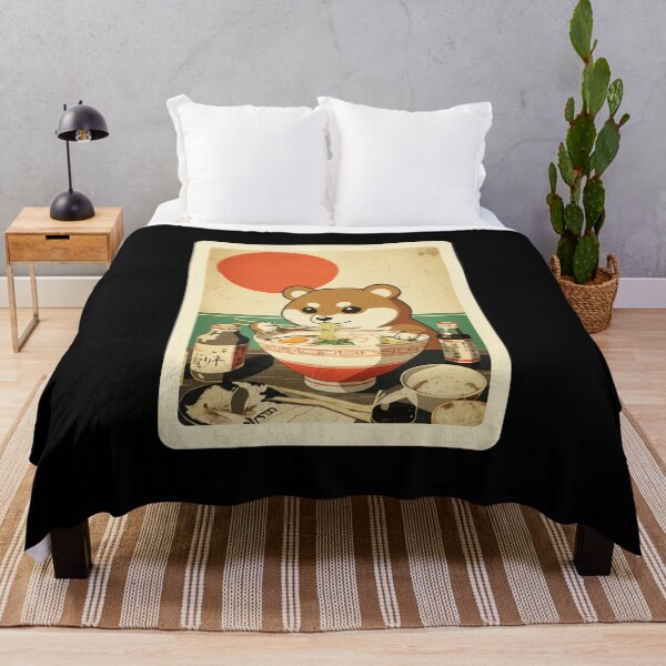 Item preview, Cute Shiba Enjoying Ramen in Retro Japanese Food Scene designed and sold by JordynLadukeg65.