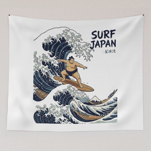 Item preview, Sumo Surfer Riding Ocean Waves in Vintage Japanese designed and sold by titanlevi.