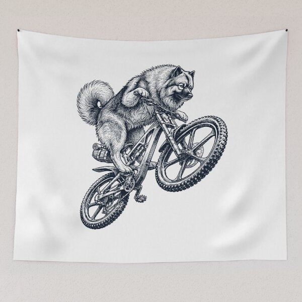 Item preview, Vintage Keeshond Riding Bicycle Cycling Bike Dog Lover designed and sold by TerryConnells.