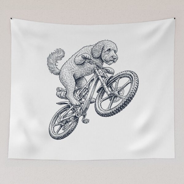 Item preview, Vintage Labradoodle Riding Bicycle Cycling Bike Dog Lover designed and sold by TerryConnells.