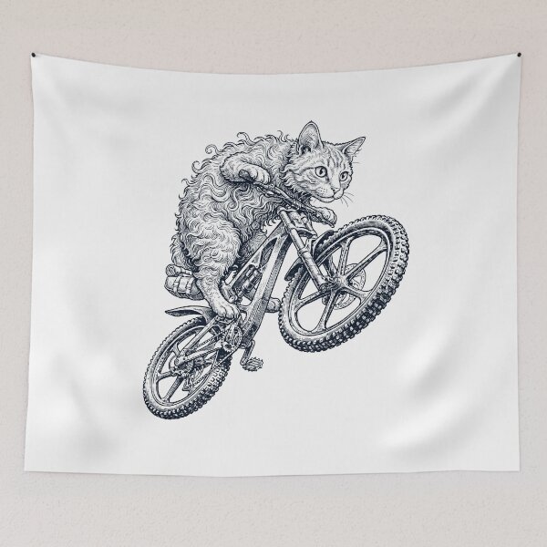 Item preview, Vintage LaPerm Cat Riding Bicycle Cycling Bike Kitten Lover designed and sold by TerryConnells.