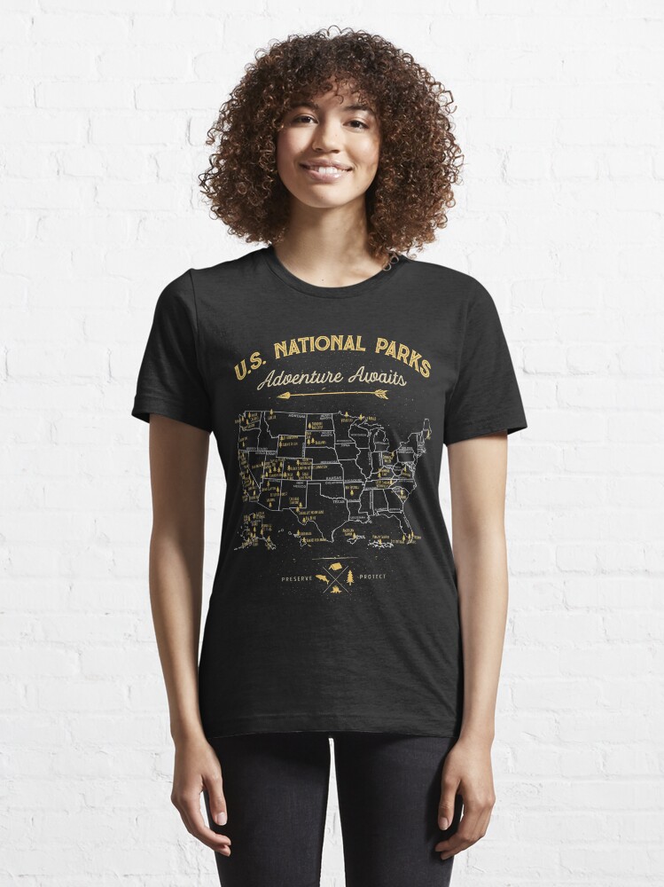 Alternate view of National Park Map Vintage T Shirt - All 59 National Parks Gifts Men Women Kids Essential T-Shirt