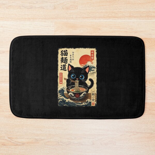 Item preview, Cute Black Cat Ramen Poster with Vintage Japanese Scenery designed and sold by eliramaison.