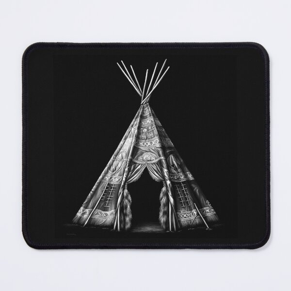 Item preview, Black and White Teepee Tent Tribal Inspired Wilderness Art designed and sold by inkoutninja.