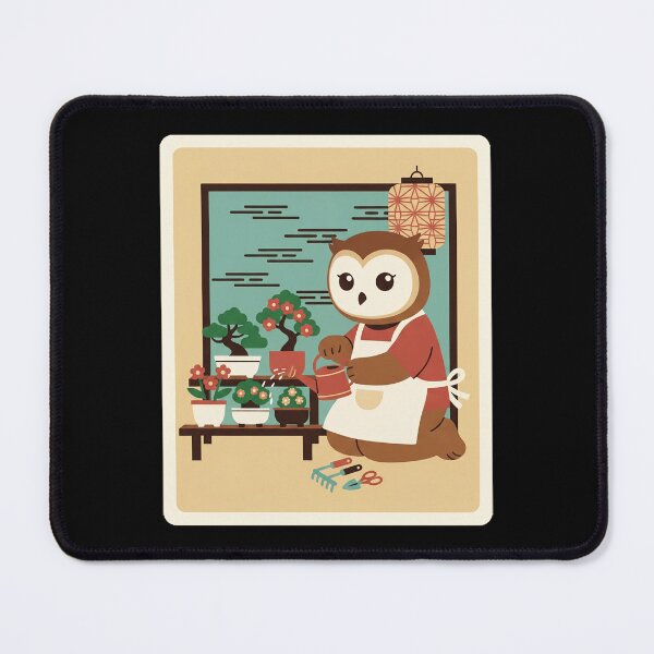 Item preview, Cute Gardening Owl Watering Bonsai Plants Cozy Cartoon designed and sold by JordynLadukeg65.