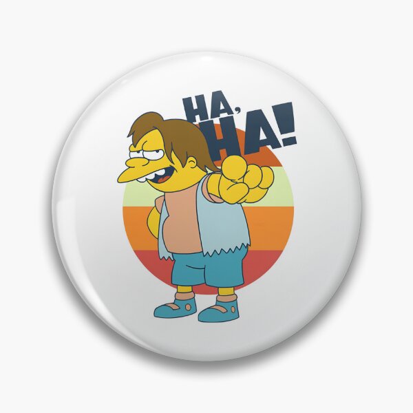 Item preview, Nelson Muntz Ha Ha Retro Striped Sunset Laugh designed and sold by MindrootEchoart.