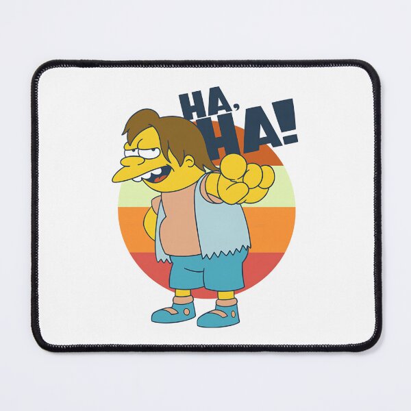 Item preview, Nelson Muntz Ha Ha Retro Striped Sunset Laugh designed and sold by MindrootEchoart.