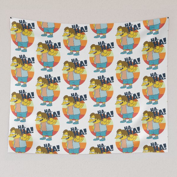 Item preview, Nelson Muntz Ha Ha Retro Striped Sunset Laugh designed and sold by MindrootEchoart.
