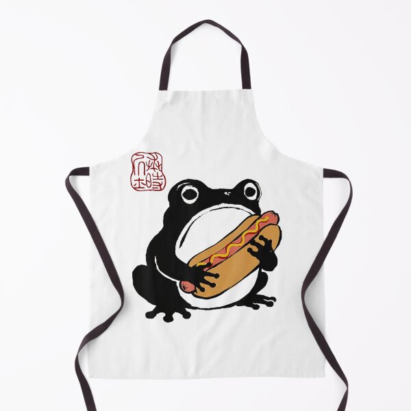 Item preview, Grumpy Frog Holding Hot Dog Cute Japanese Cartoon Food designed and sold by titanlevi.