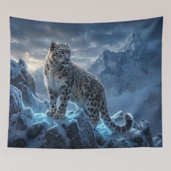 Item preview, Majestic Snow Leopard on Icy Mountain Peak designed and sold by Natural life.