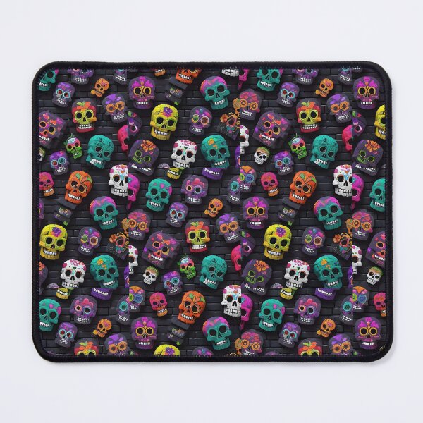 Item preview, Colorful Sugar Skulls Pattern Black Brick Wall Gothic Art designed and sold by UrbanCanvas 111.