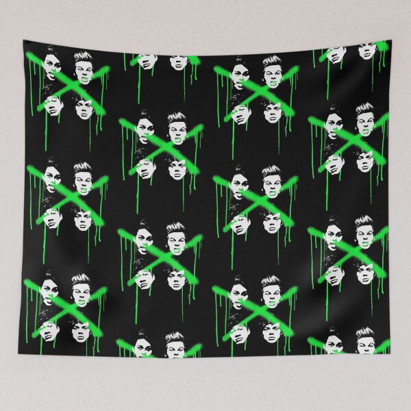 Item preview, Punk Rock Band X Marks The Spot Neon Green Fan designed and sold by jinajinawoodood.
